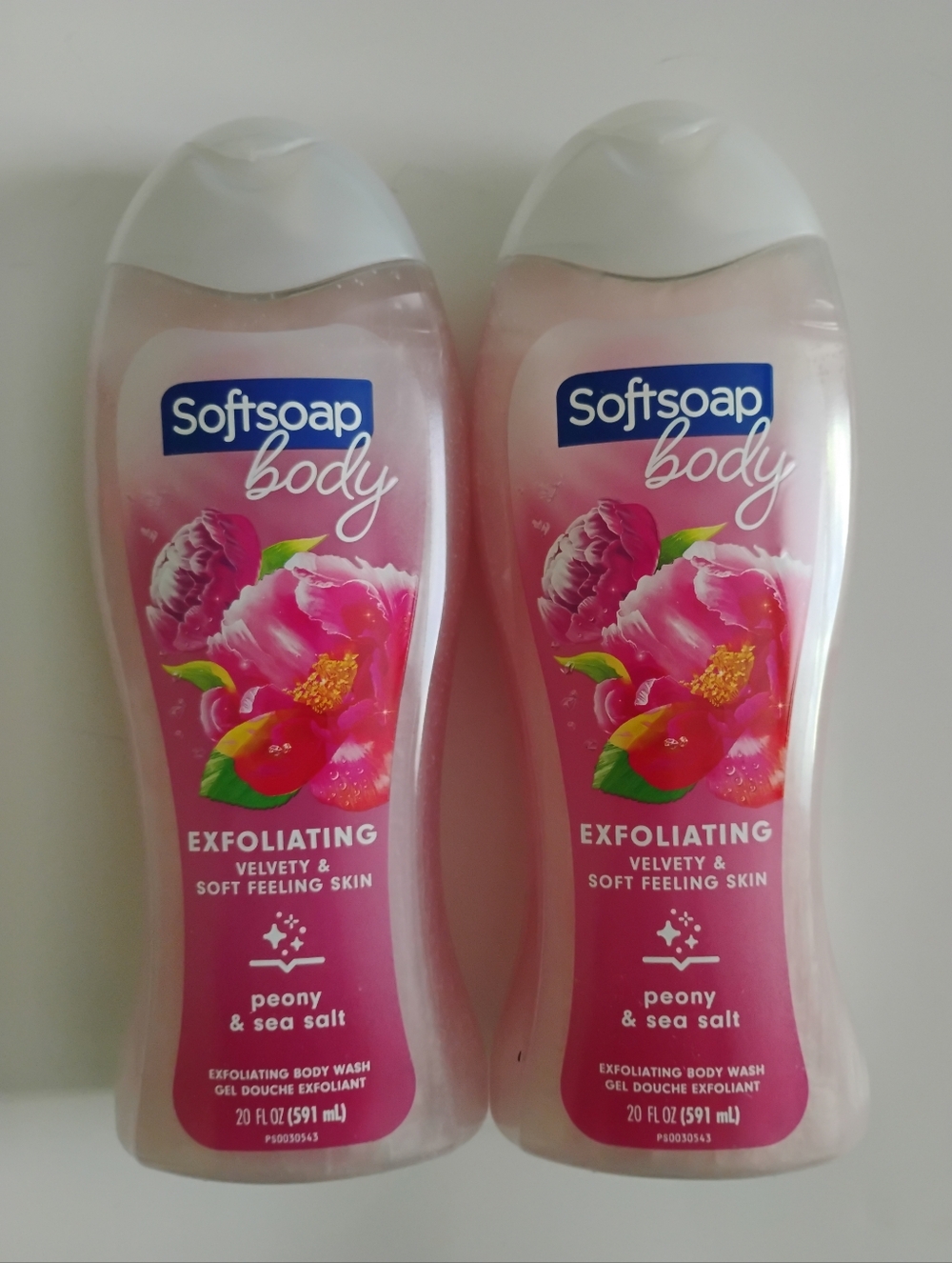2 Softsoap Exfoliating Body Wash Pink Peony & Sea Salt, 20 Fl Oz